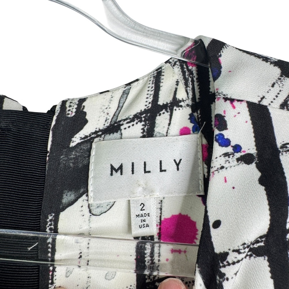 Milly Paint Splatter Scribble Abstract Shift Dress Sleeveless Career Workwear 2 - Picture 2 of 16